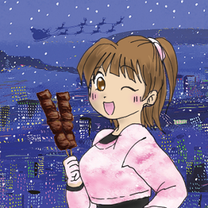ロカボの街神戸で牛串を食べる女性