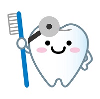 歯ブラシを持った歯の歯医者さん